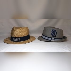 San Diego Padres Giveaway Hats Lot Of 2 Fedora - Straw Hat